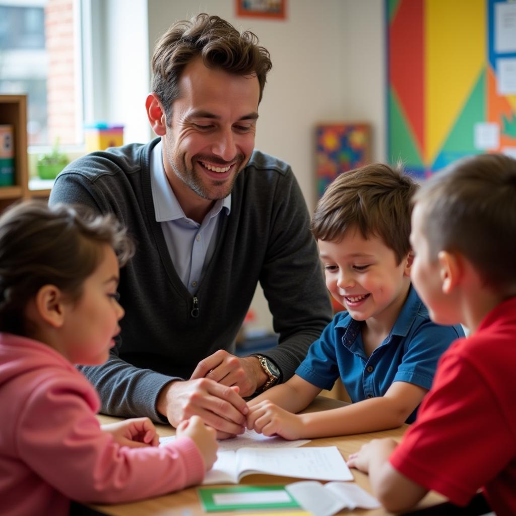 Experienced Soft Skills instructor guiding children in a supportive learning environment