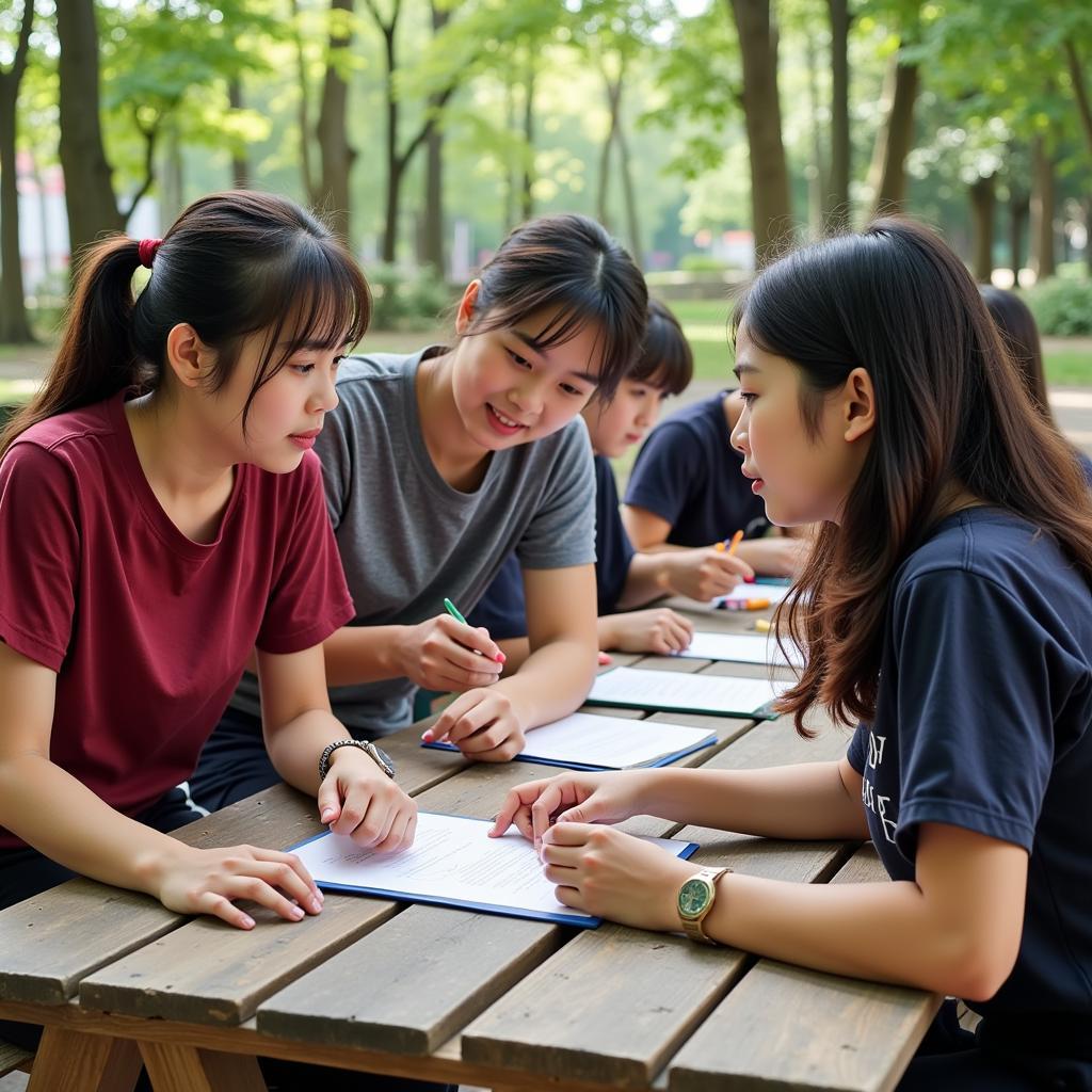 Học sinh THCS đang tham gia hoạt động ngoại khóa