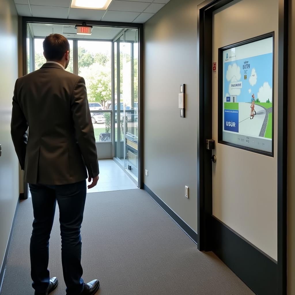 In de rij staan, observeer de omgeving