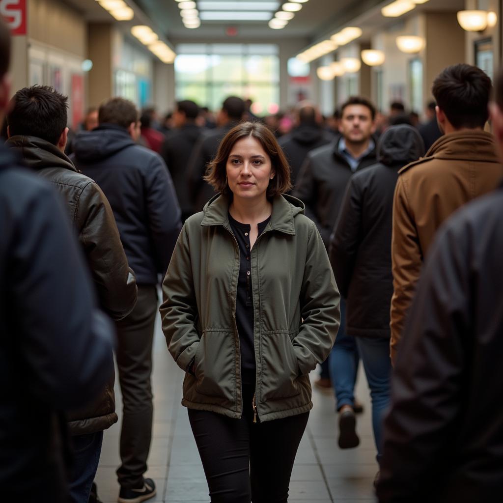 In de rij staan, houd de situatie onder controle