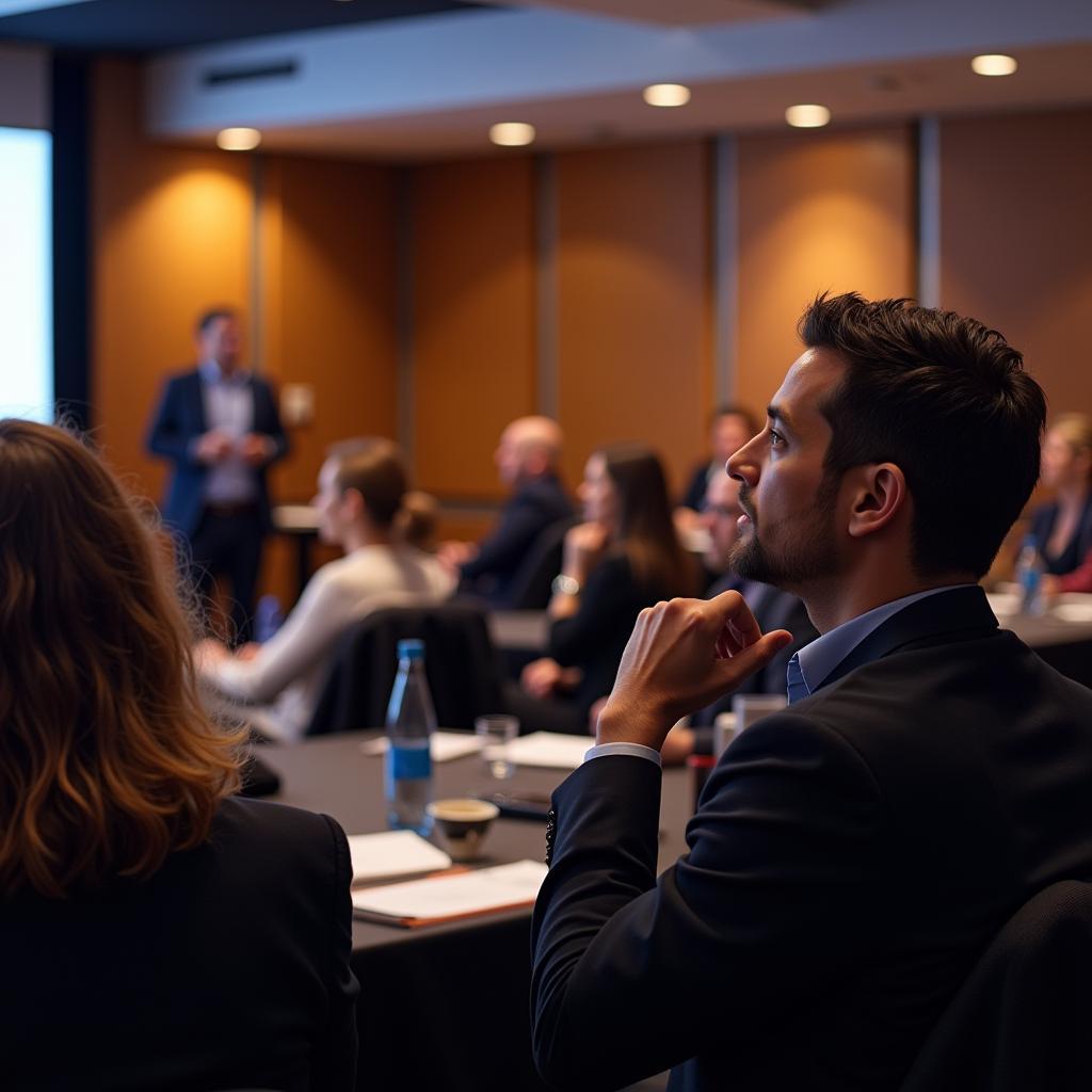 people actively listening to a presentation