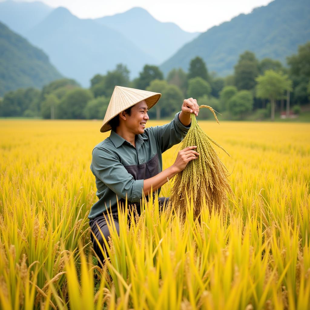 Nông dân thu hoạch lúa