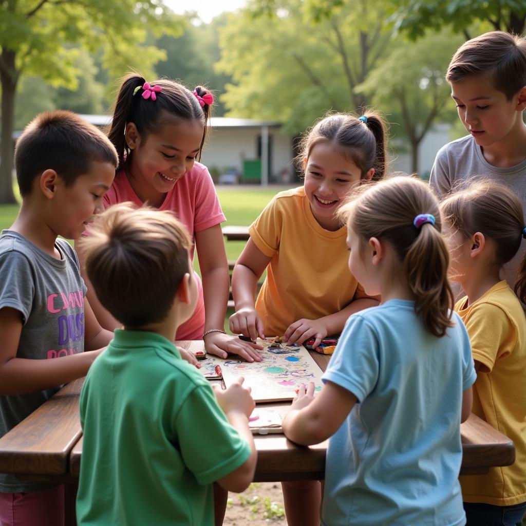 Children participating in group activities