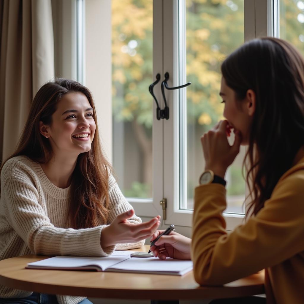 Một người đang tự tin nói chuyện bằng tiếng Anh với người nước ngoài