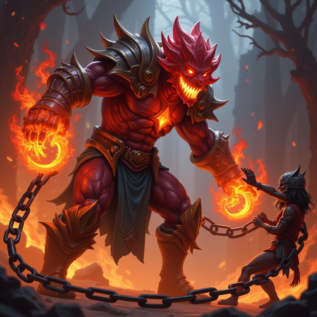 Ember Spirit sử dụng Searing Chains để khống chế đối phương trong Dota 2