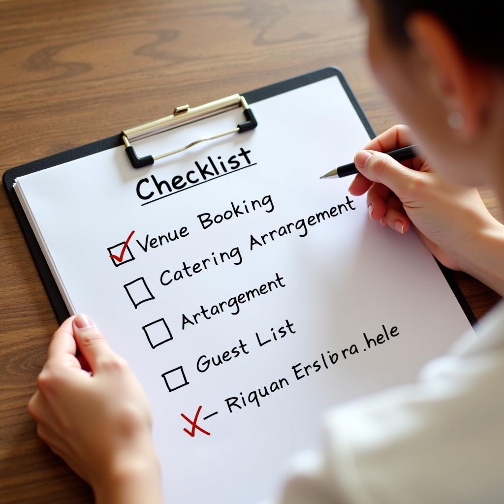 Event Management Skills: A person managing a checklist for an event.