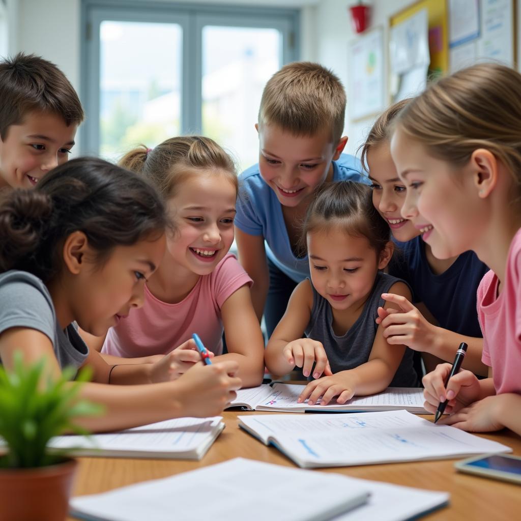 Children learning soft skills in English