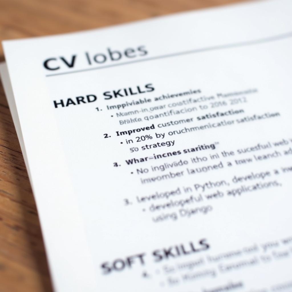 Ví dụ kỹ năng trong CV